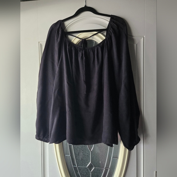 Ava & Viv Black Off Shoulder Blouse Top Plus-Size 1X - Picture 1 of 8